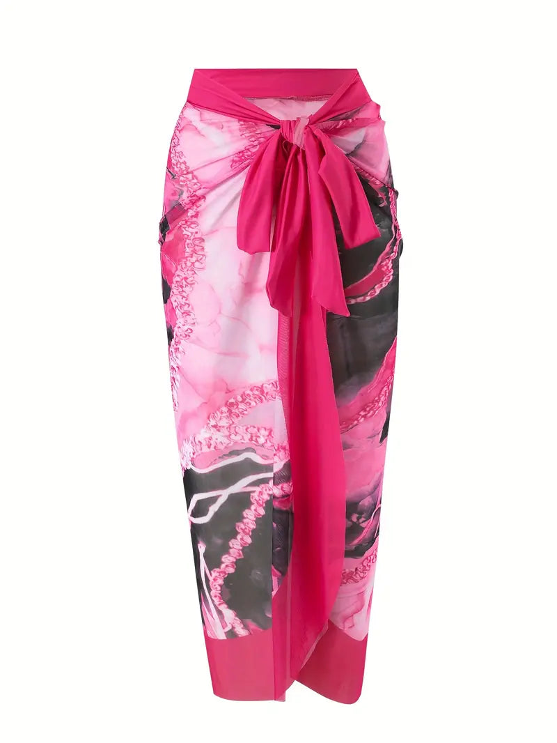 Women'S Off-Shoulder Marble Swimsuit with Sheer Strapless Swimwear