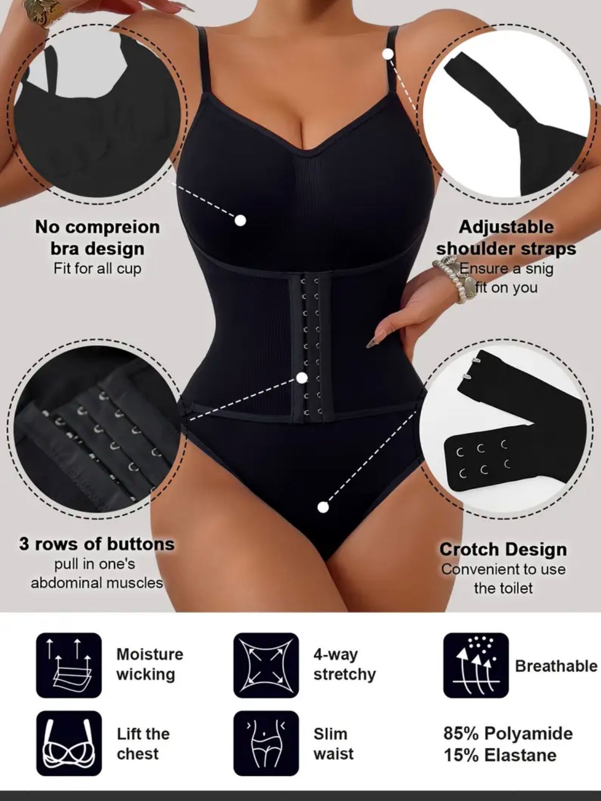 snatched seamles thong bodysuit