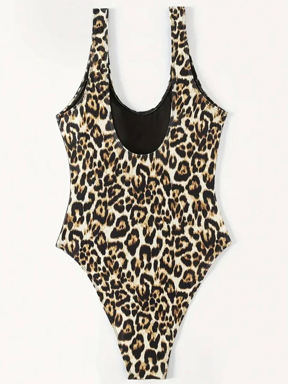 Women's Sleeveless Square Neck Leopard Print Bodysuit